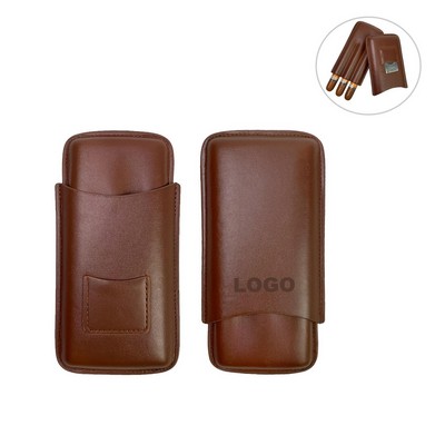 Portable Leather Cigar Case with Cigar Cutter