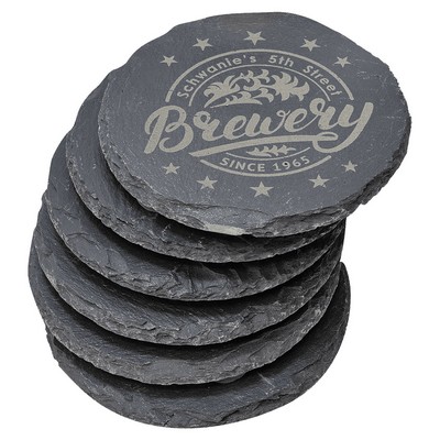 4" Round Slate Coaster Sets - 6 Coasters