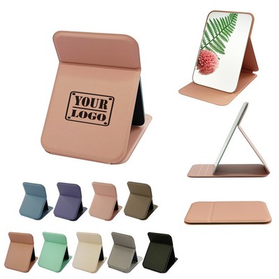 Folding PU Leather Makeup Mirror