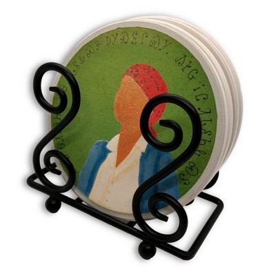 Upright Scroll Metal 4 Coaster Holder Sets