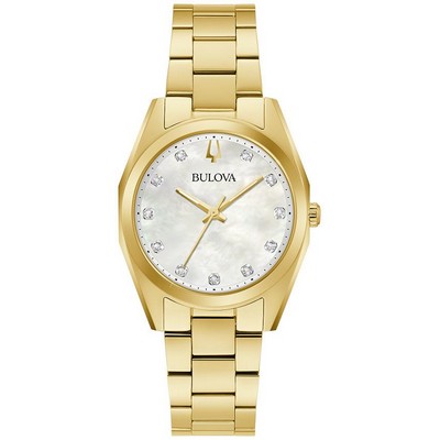 Bulova® Ladies' Classic Surveyor Stainless Steel Bracelet Watch w/White MOP Dial