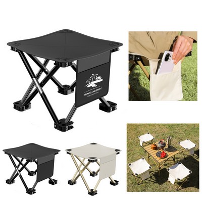 Portable Camping Stool with Side Pocket