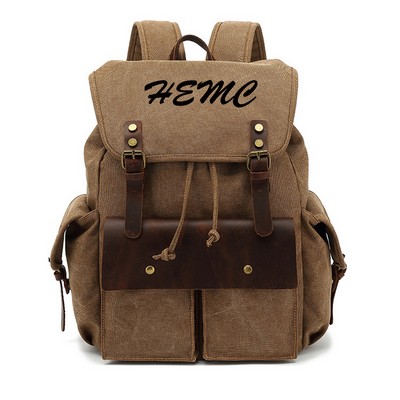 Men Vintage Leather School Travel Backpack Laptop Hiking Rucksack