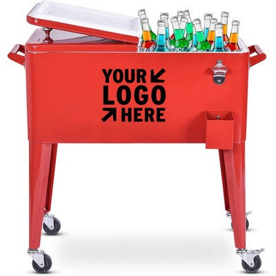 80 Quart/75 L Portable Rolling Cooler Cart with Wheels