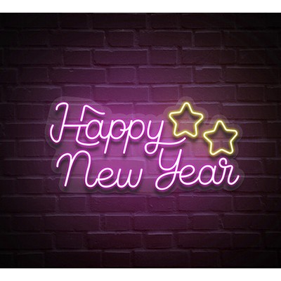 Happy New Year Star Neon Sign