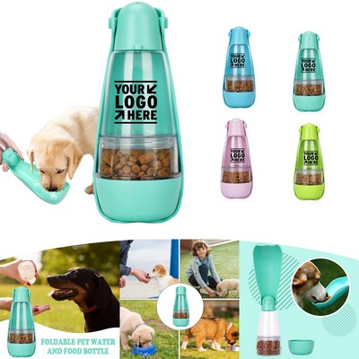 Portable Pet Water Bottle with Food Container