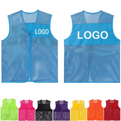 Volunteer Outdoor Sleeveless Zipper Breathable Mesh Vest