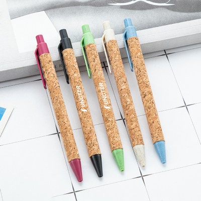 Cork Pen Eco Friendly Ballpoint Pen Recycled Wheat Straw Pen for Office, School