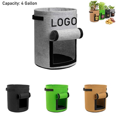 4 Gallon Non-Woven Fabric Grow Bag/Plant Pot w/Window & Handles