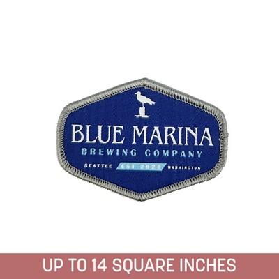 Woven Label Up To 14 Sq. Inches w/ Embroidery Backing and Merrowed Edge (4-ply)