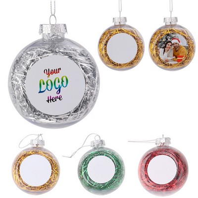 3-1/8" Custom Printed Plastic Christmas Ball Ornament