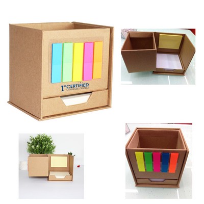 Sticky Notes Cube Box with Pen Holder