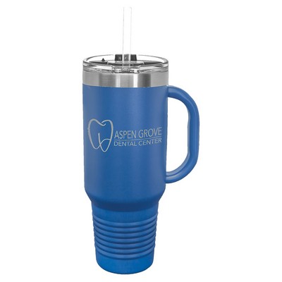 Polar Camel 40 oz. Royal Blue Travel Mug with Handle, Straw Included