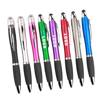 Gourd Shaped Led Light Up Logo Ballpoint Touch Screen Pen