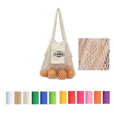 Foldable Cotton Mesh Grocery Tote Bag