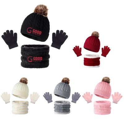 Children Winter Hat&Scarf&Gloves Set