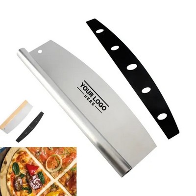 Rocker Knife Pizza Cutter with Safety Cover for Easy Slicing