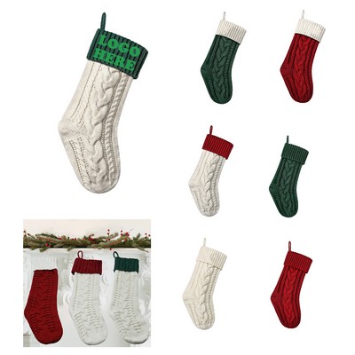 Knitted Wool Christmas Socks Candy Bag