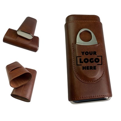 Travel Portable Leather Cigar Humidor (3pcs)