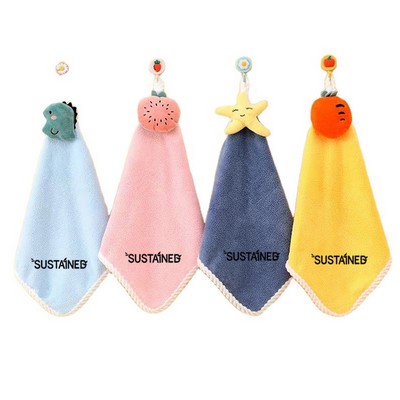 Cartoon Coral Plush Hand Towel for Kids