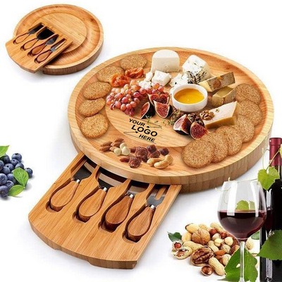 Bamboo Cheese Board Set with Knives