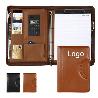 A4 Business Leather Portable Briefcase with Calculator