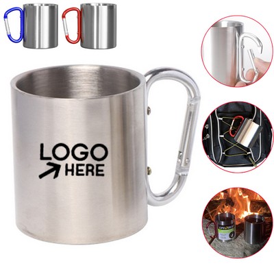 Stainless Steel Camping Mug With Carabiner Handle