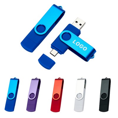 Rotating 8GB Portable 2-In-1 USB C Flash Drive