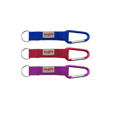 D Shape Carabiner Lanyard W/Cloth Tag