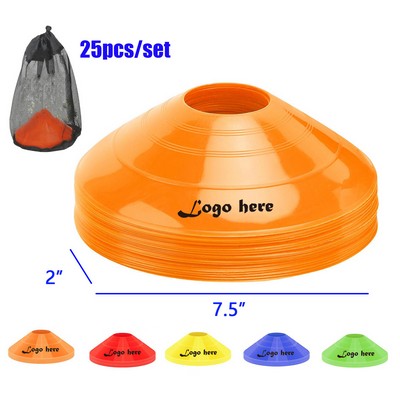 25 Pieces 7.5 Inches Plastic Soccer Training Cones Set with Carry Bag