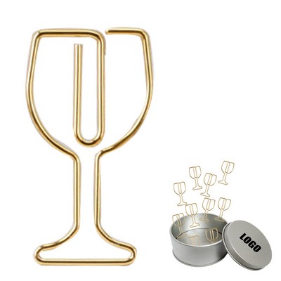 Wine Glass Paper Clips in Tin Box