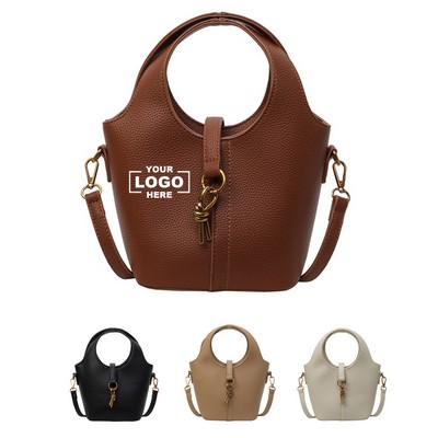 Women's Small Leather Travel Handbag with Charm