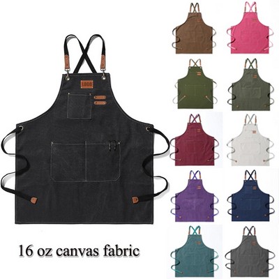 Heavy Duty Cotton Canvas Adjustable Work Apron w/Large Pockets