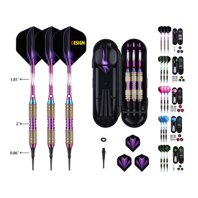 Soft Tip Darts Set with Brass Barrel + Aluminum Shafts + 50 Rubber o-Ring + 6 Flights +50 Soft Tips