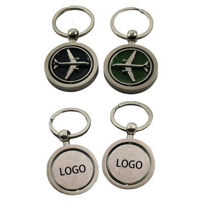 Zinc Alloy Round Rotating Aircraft Keychain