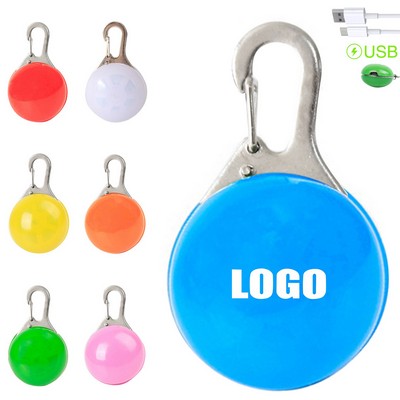 LED Safety Light for Pet Collars Push Activation with Carabiner