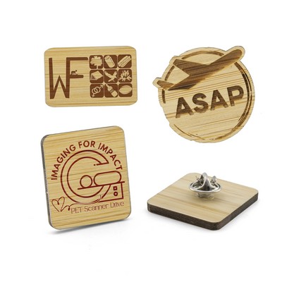 Custom Bamboo Lapel Pins Engraved (1")