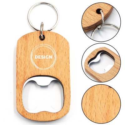 Stainless Steel Wooden Beer Bottle Opener With Customizable Logo