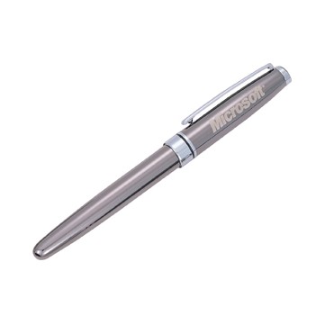 Gun Metal Finish Roller Ball Pen w/Chrome Accents