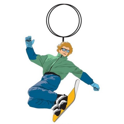 Snowboarding Key Chain w/Clear Mirrored Back (8 Square Inch)