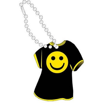 Smiley Face Promotional T-Shirt Key Chain w/ Black Back (4 Square Inch)