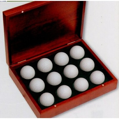 Rosewood Finish Box w/ 2" Club Lorente Medallion, Holds 12 Golf Balls