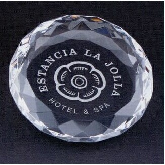 Gem Cut Round Paperweight (3-1/8"x5/8")