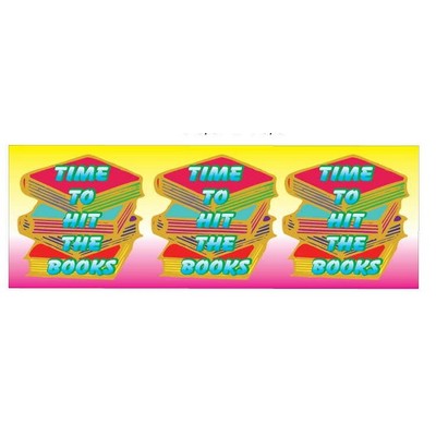 Time to Hit the Books Slogan Panoramic Badge w/ Bar Pin