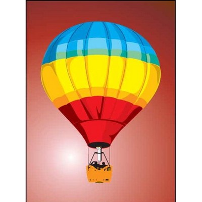 Hot Air Balloon Rectangle Badge w/ Bar Pin (2 1/2"x3 1/2")