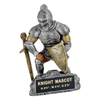 Knight Mascot Trophy w/Engraving Plate