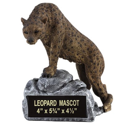 Leopard Mascot Trophy w/Engraving Plate