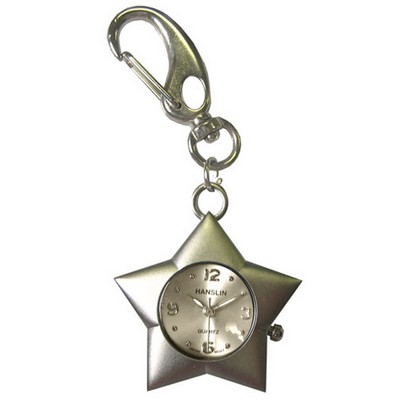 Silver Star Shape Key Chain Quartz Watch