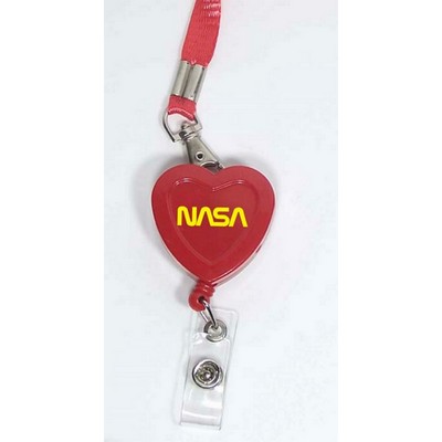 Heart Retractable Badge Reel w/Lanyard