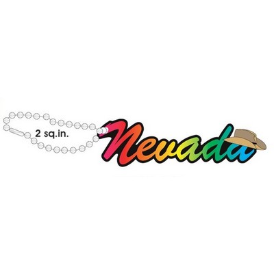 Nevada w/ Cowboy Hat Promotional Line Key Chain w/ Black Back (10 Square Inch)